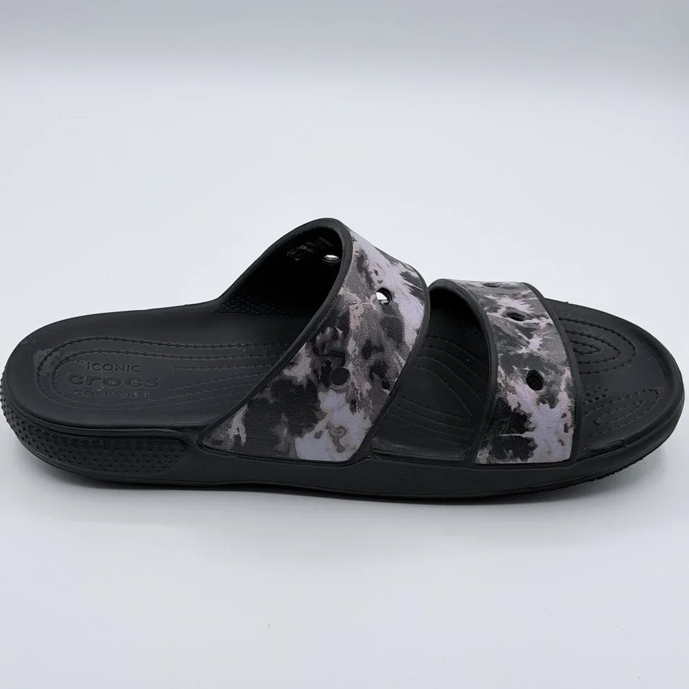 Crocs Classic Sandal Bleach Tie Dye Black Pink Men Size 11 Slides Shoes 207310